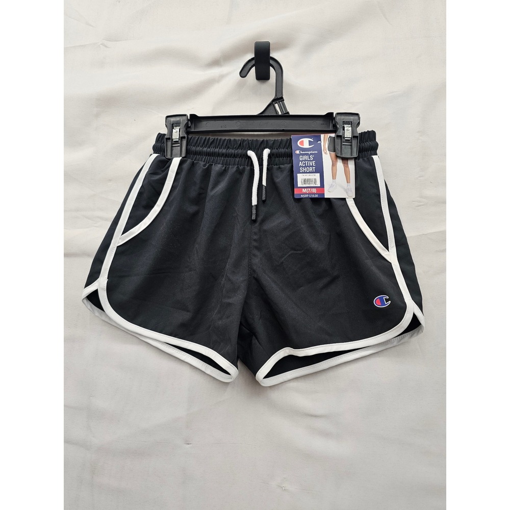 Champion Girls Active Shorts Black Polyester Blend Workout Size Medium 7/8